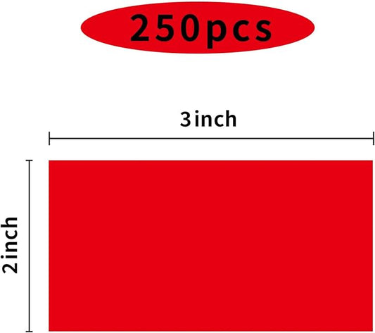 STARLIBOO 250 Red 2*3 Inch Rectangle Removable Writable Color Coding Labels - Image 2