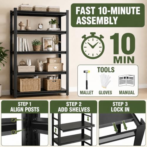 PRESTELION Kitchen Storage Shelf 3 Tier Adjustable Metal Rack