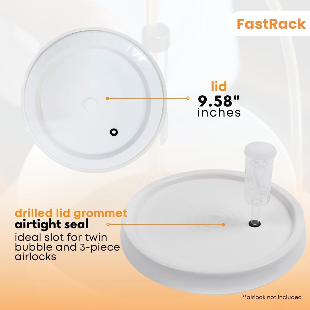 FastRack 2 Gallon Fermentation Bucket with Lid, Grommet & twin bubble airlock (3 Pack)|HDPE Brew Bucket with Handle & Grommeted Lid |BPA-Free Fermenter Ideal for Beer, Wine, Mead, Cider & Food Storage