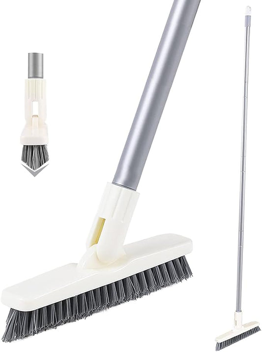Grout Scrub Brush with Long Handle, Swivel Grout & Corner Cleaning Brush by SUPERWASHPLUS
