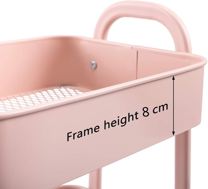 AGTEK Makeup Cart, Movable Rolling Organizer Cart, 3 Tier Metal Utility Cart - Image 7