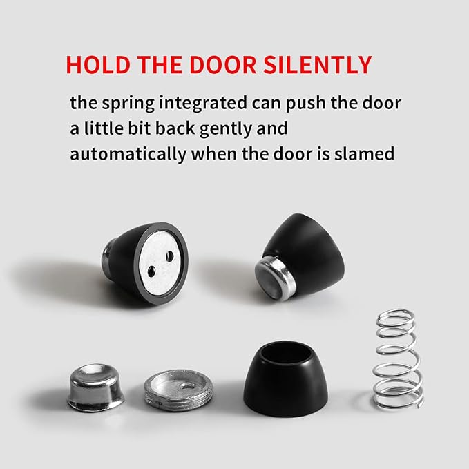 YAGU Door Stopper 4 Pack Magnetic Door Stops, Zinc Alloy Matte Black Door Catch - Image 8