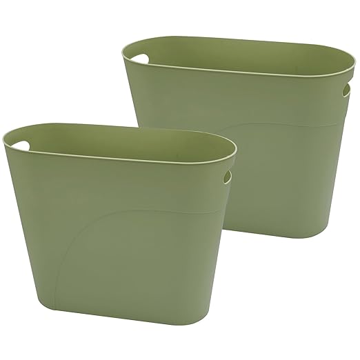 Small Trash Can Plastic Bathroom Wastebasket 3.2 Gallon Slim Garbage Container by ROYFACC