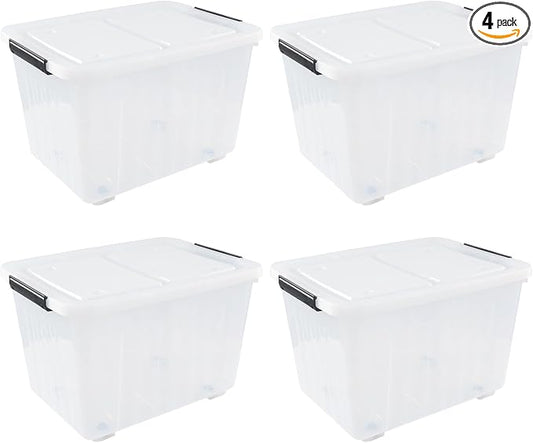 4-Pack 42 L Clear Plastic Storage Container Bin by Lasbily