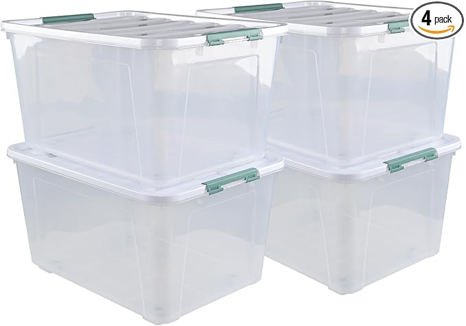 80 L Large Clear View Plastic Storage Bin by Qskely