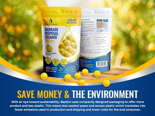Bastion Garbage Disposal Cleaner and Deodorizer Drops-] Lemon Zest Scented - Image 6