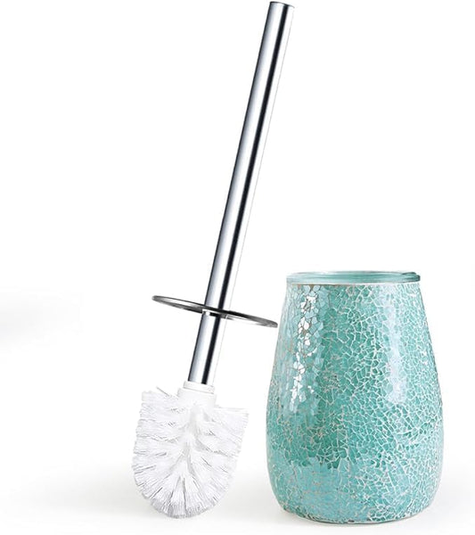 Escenzy Turquoise Green Toilet Brush and Holder Set Mosaic Glass | Non-Rustic by Escenzy