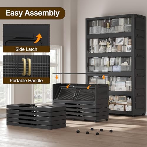 210Gal Extra Large Stackable Storage Bins with Lid, 840QT Foldable Collapsibl...