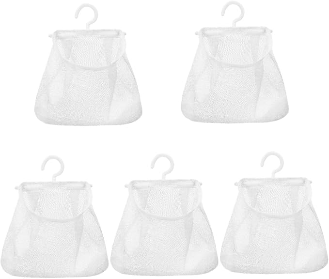 Cabilock 5pcs Mesh Hanging Bag Hanging Clothes Travel White Polyester Fruit - Image 7