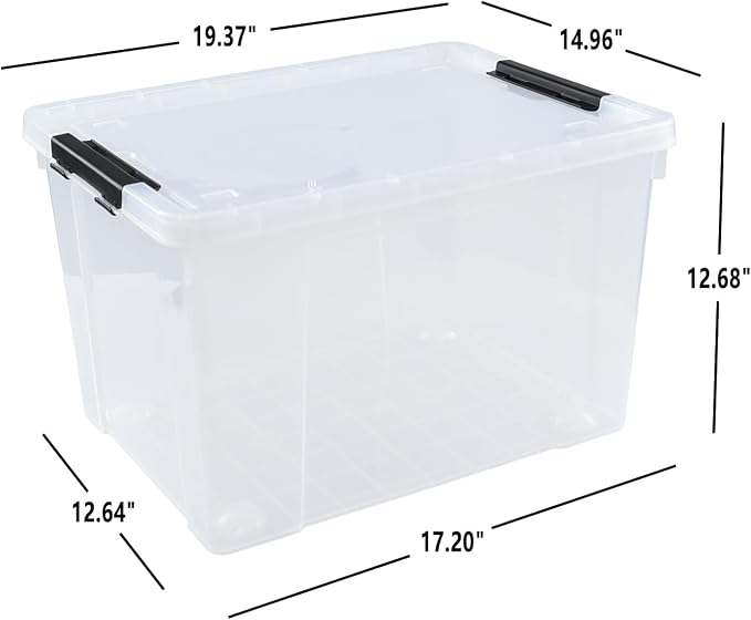 4-Pack 50 L Clear Plastic Storage Bin, Large Clear Latch Box - Image 2