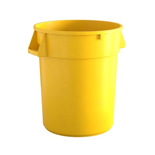 32 Gallon Yellow Round Commercial Trash Can by Krollen+Industrial
