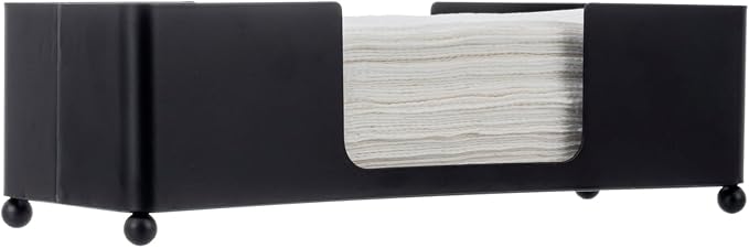 MyGift Modern Matte Black Metal Tabletop Commercial Folded Paper Towel Holder - Image 7