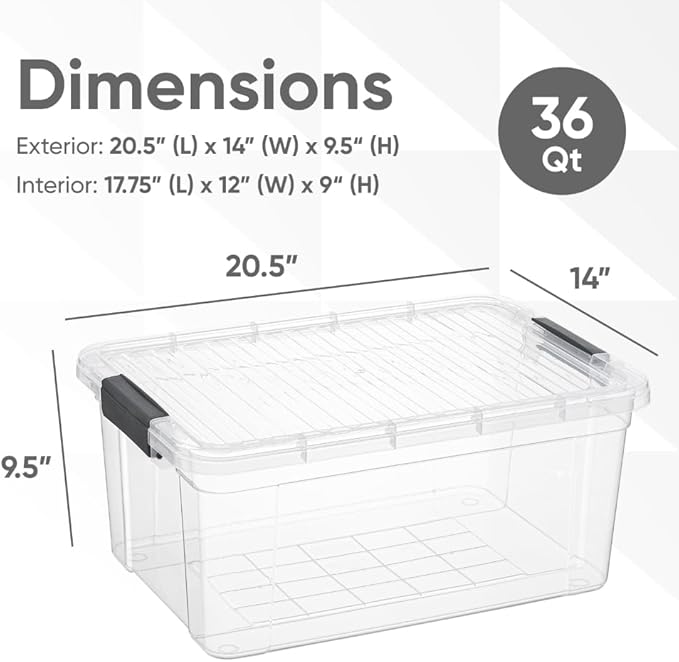 Superio Storage Bins with Lids, Stackable Totes, BPA Free, Odor Free, Organizer - Image 2