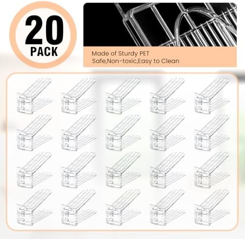 TOPNEW 20 Pack Shoe Slots Organizer Shoe Stacker Space Saver 50% (Clear)