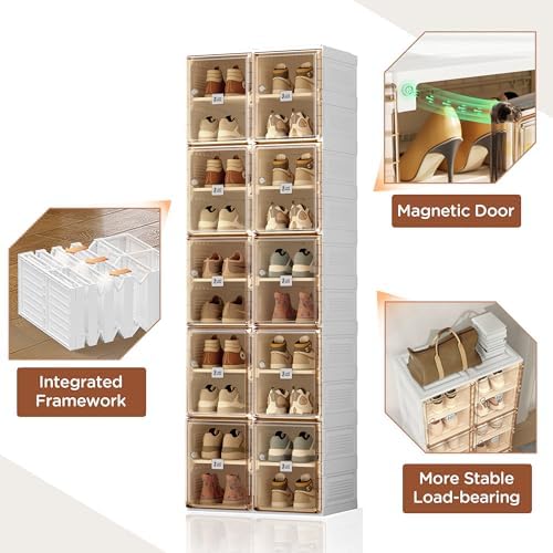 ANTBOX Shoe Organizer Storage Box, Portable Folding Shoe Rack For Closet With...