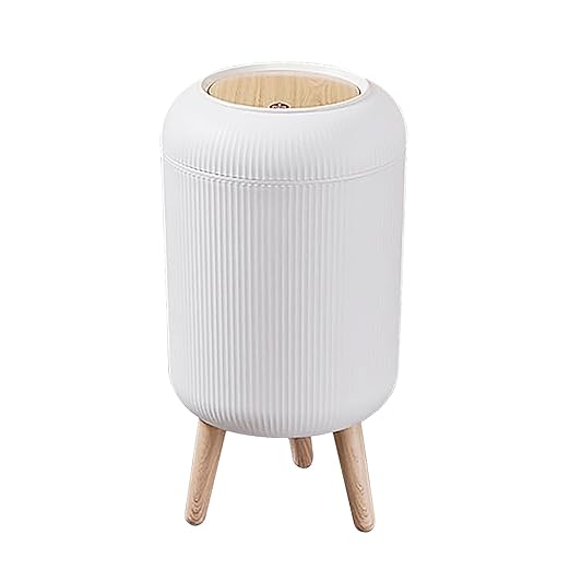 Trash Can With Lid for Bathroom, 2 Gallon/10 Liter Round Garbage Bin With Press by WanWanKa