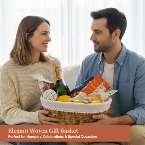 Bread Basket with Warmer – Woven Bread Basket with Terracotta Warming Stone, ...