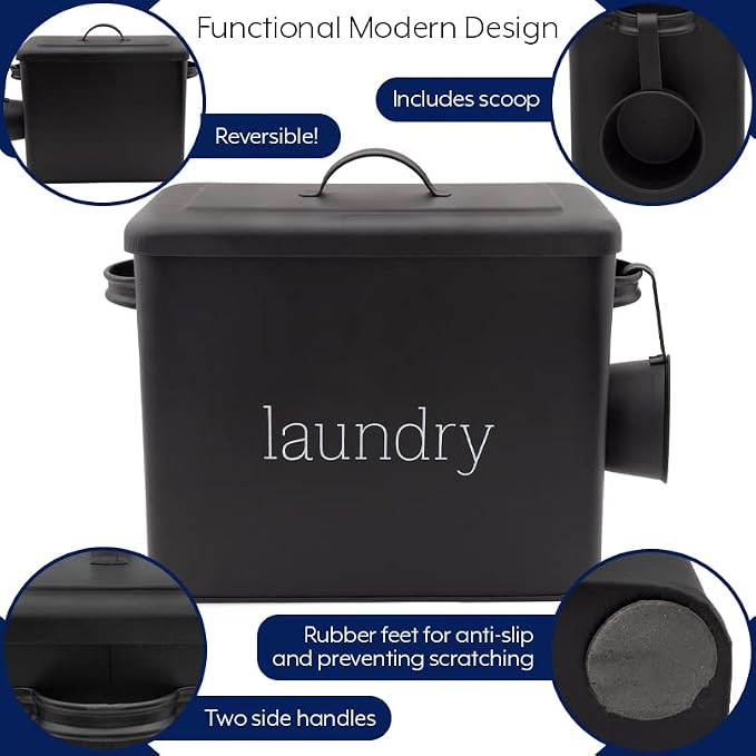 AuldHome Design Enamelware Laundry Powder Container, Enamelware Detergent Bin - Image 8