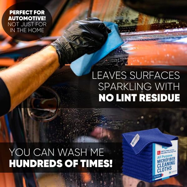 Microfiber Wholesale 12" x 12" MW Pro Multi-Surface Cleaning Cloths Dark Blue - Image 5