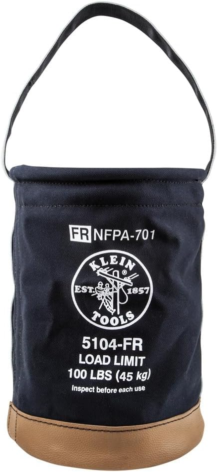 Klein Tools 5104FR Canvas Bucket, Flame-Resistant Tool Bucket Made of No. 4 C...