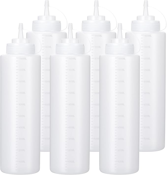 Condiment Squeeze Bottles Ketchup Dispenser, 6 Pack 32oz Squeeze Bottles by Katfort