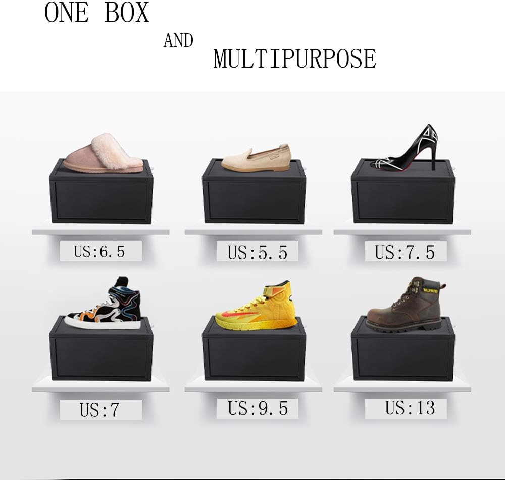 Clear Storage Box Womens Mens Shoe Display Box Plastic Foldable Stackable Sho...