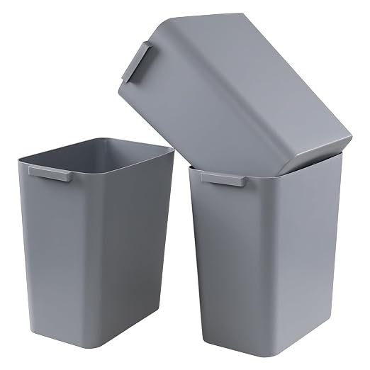 Zopnny Plastic Trash Can Wastebasket, Waste Bin, 4.5 Gallon, 3 Pack by Zopnny