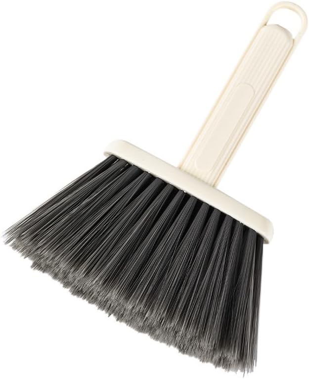 Mini Broom Multi-Purpose Cleaning Brush with Beige Handle Gray Bristles Handheld Design 3.94in Handle Length for Crevice Cove Cleaning