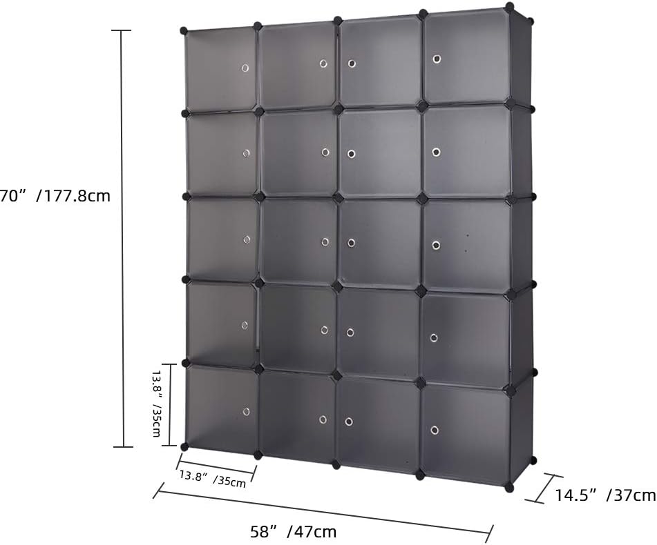 VINGLI Cube Storage Organizer, Plastic Closet Cabinet, DIY Plastic Modular Bo...