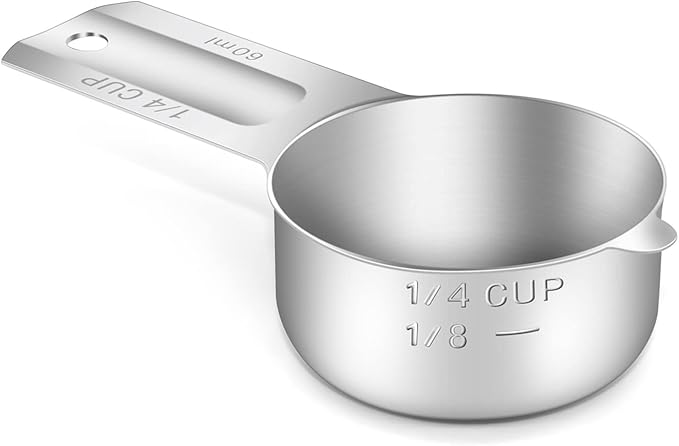 1PCS 1/4Cup Single Measuring Cup, Stainless Steel Measure Scoop, Metric and US by BERYLER