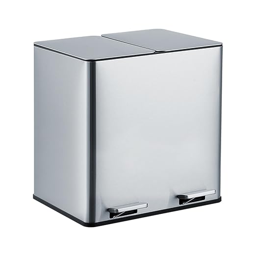 GarveeHome Dual Trash Can, 2x4 Gallon Stainless Steel Step Trash Can, by GarveeHome