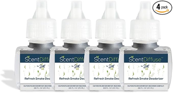 Scent Fill Refresh Smoke Deodorizer Plug in Air Freshener, 4 Scented Oil Refills by ScentFill