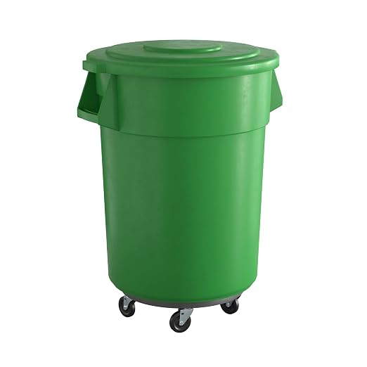 55 Gallon Green Round Commercial Trash Can by Krollen+Industrial