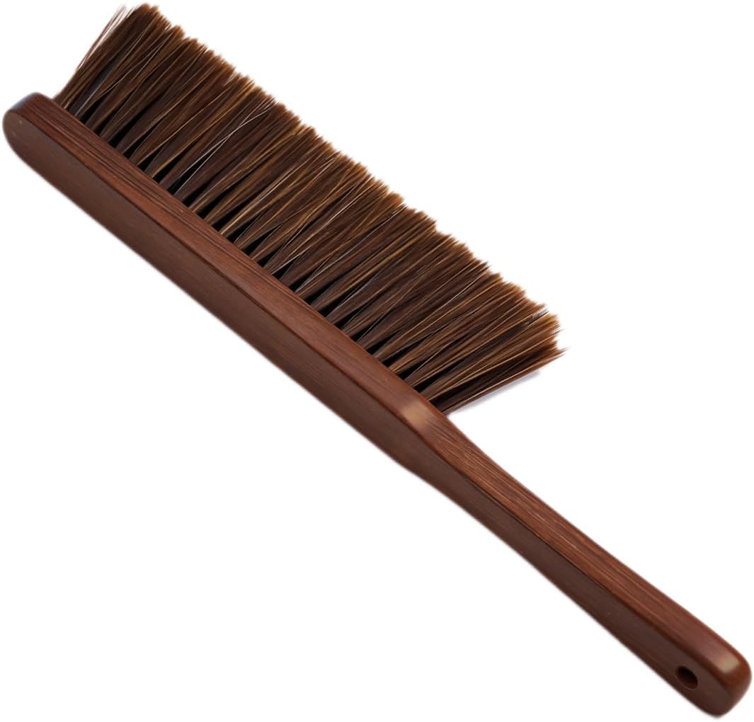 Hand Broom with Soft Horsehair Bristles, Wooden Handle, Dusting Brush for Car, Bed, Furniture, and Couch