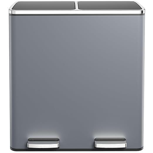 AthLike 60L Dual Trash Can, Stainless Steel Kitchen Garbage Can, Double by AthLikeforEveryone