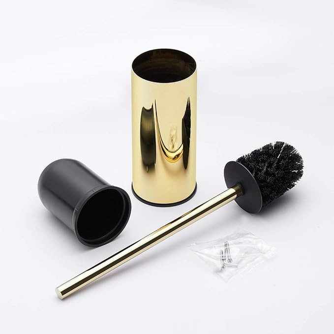 BGL Toilet Brush Holder Gold, Stainless Steel 304 Gold Round Freestanding - Image 4