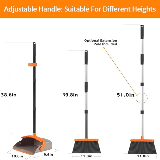 2-Pack is More economical，Upgraded Upright Broom and Dustpan Combo - Image 2