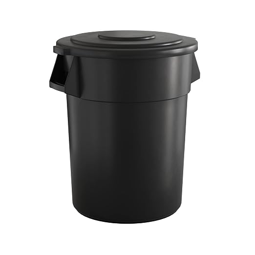 55 Gallon Black Round Commercial Trash Can by Krollen+Industrial