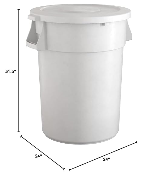 44 Gallon White Round Commercial Trash Can - Image 5
