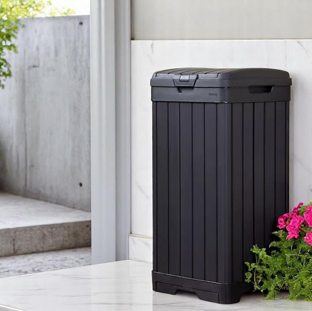 Outdoor Trash Can with Hinged Lid, 33 Gallon Capacity, Built-in Handles - Image 8