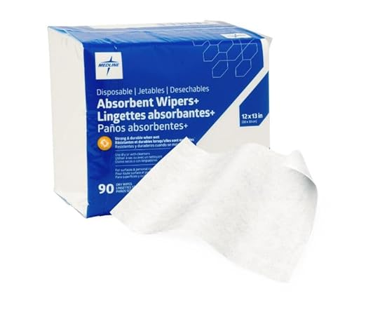 Medline Absorbent Wipers+ Disposable Heavy Duty Dry Wipes, Use Wet or Dry - Image 2