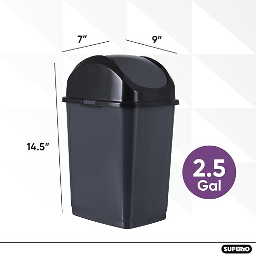 Superio Small 2.5 Gallon Plastic Trash Can - Image 2