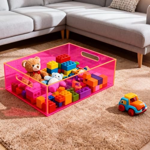 Large Storage Bin Acrylic Pantry Storage Container with Handles Kitchen Organ...