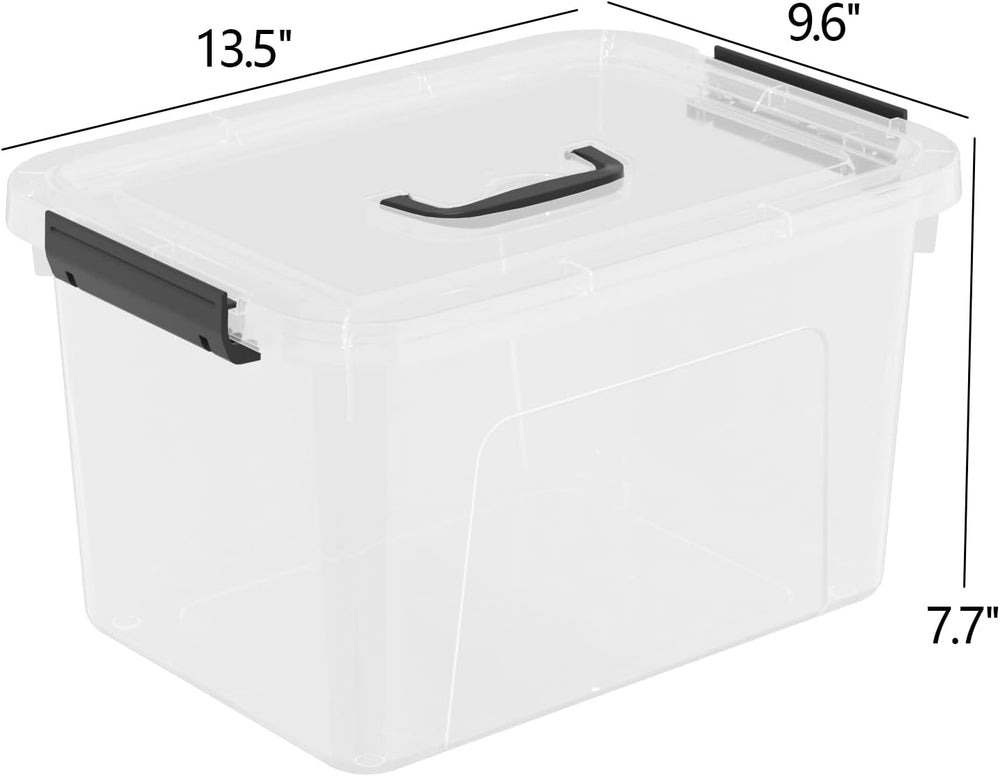 4 Pack 10.5 Quart Plactic Storage Latch Bin, Clear