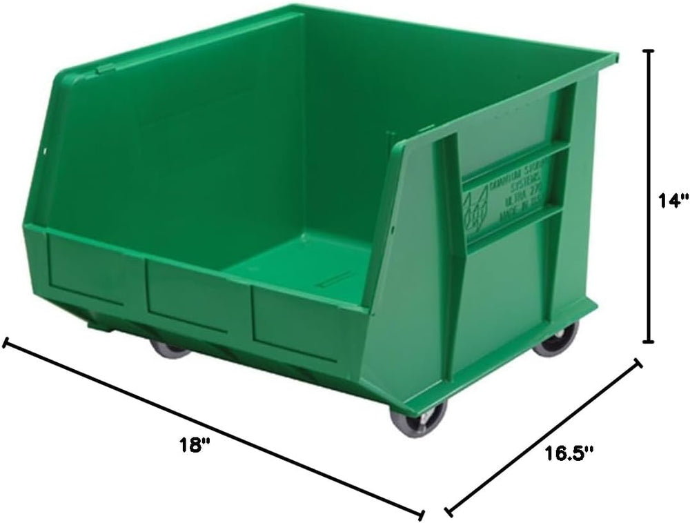 Quantum QUS275MOBGN Plastic Storage Stacking Ultra Bin Mobile, 18-Inch by 16-...
