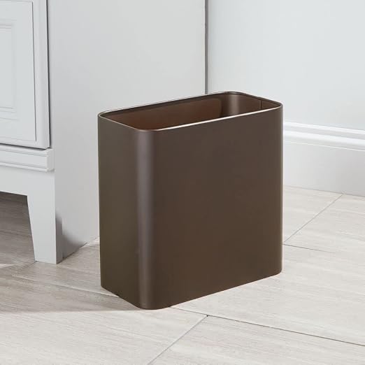 mDesign Small Metal 2.4 Gallon/9 Liter Trash Can Wastebasket Garbage Bin - Image 3