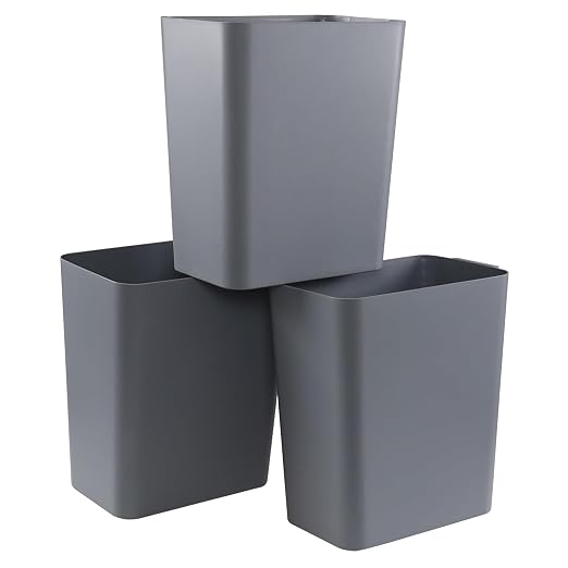 Xyskin Grey Plastic Trash Can, Garbage Container Bin, Trash Wastebasket - Image 6