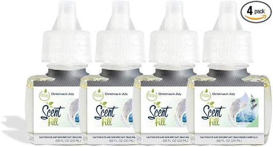 Scent Fill "Christmas in July" Plug in Air Freshener, 4 Scented Oil Refills by ScentFill