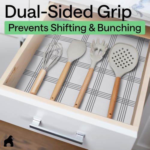 GORILLA GRIP Shelf Liner, Kitchen Drawer Protector, 24x240 Gray White