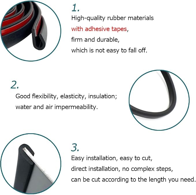 Rubber Edge Trim Black, U Channel Rubber Seal Strip - Image 3